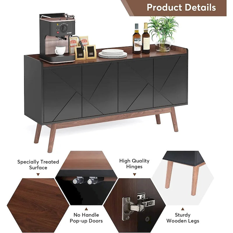 Buffet de cuisine de 140 cm avec rangement et portes - Non disponible
