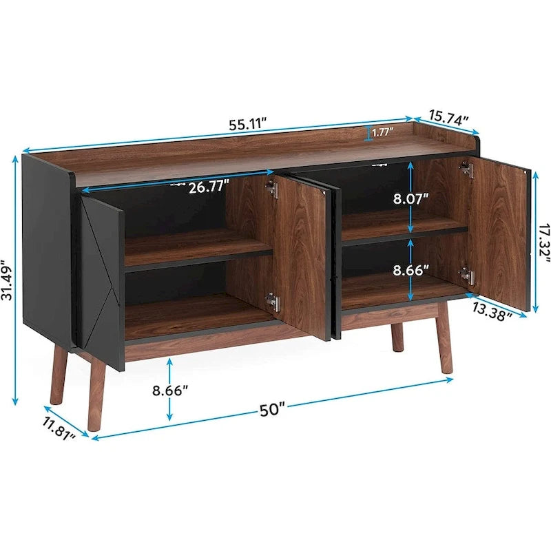 Buffet de cuisine de 140 cm avec rangement et portes - Non disponible