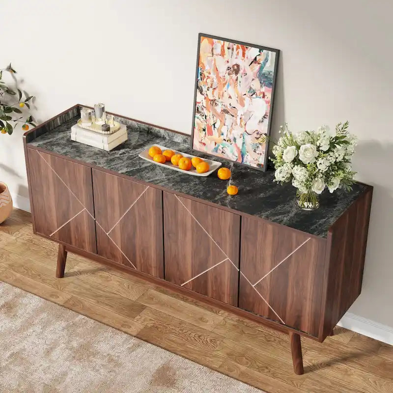 Buffet de cuisine de 140 cm avec rangement et portes - Non disponible