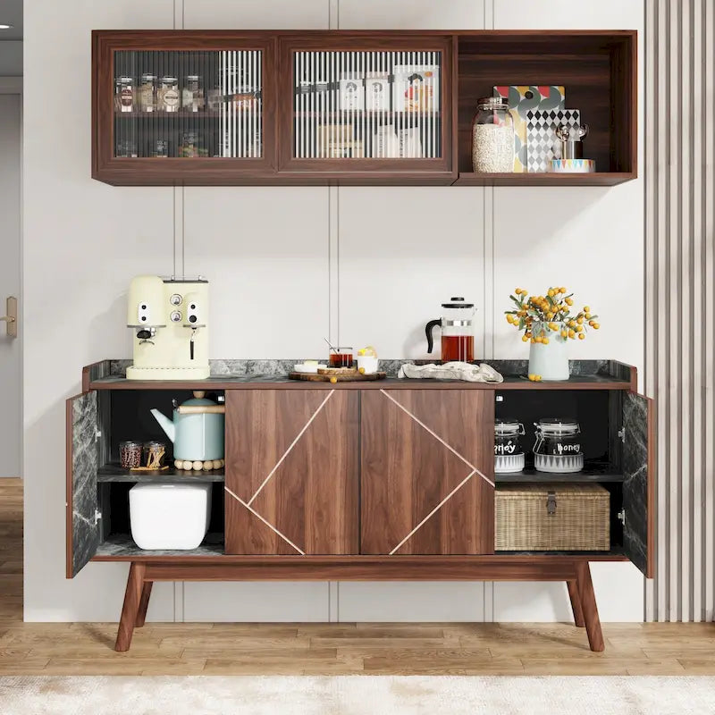 Buffet de cuisine de 140 cm avec rangement et portes - Non disponible
