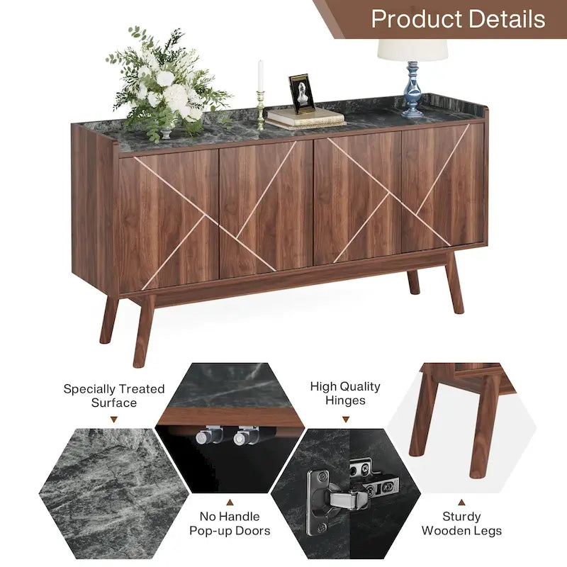 Buffet de cuisine de 140 cm avec rangement et portes - Non disponible