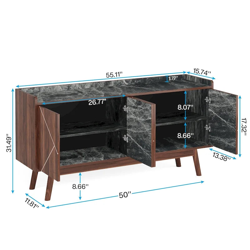 Buffet de cuisine de 140 cm avec rangement et portes - Non disponible