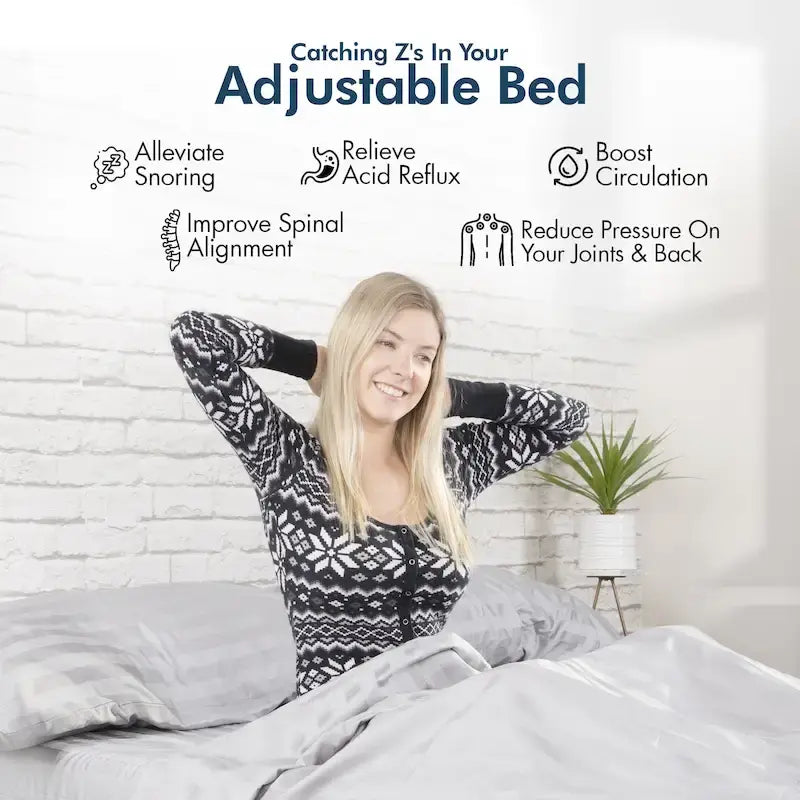 Sommier articulé Renanim avec matelas hybride de 30 cm, double massage, ports USB, contrôle par application, éclairage sous le lit et télécommande.