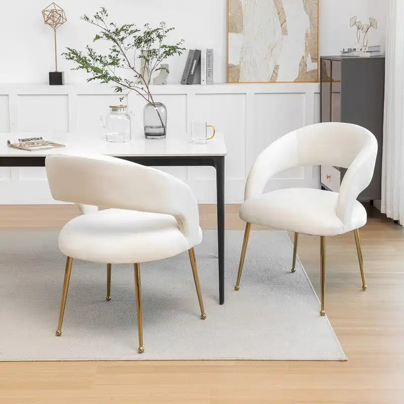 Ensemble de 6 chaises de salle à manger SEYNAR style moderne du milieu du siècle, revêtues de velours et à dossier ouvert