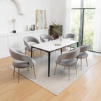 Ensemble de 6 chaises de salle à manger SEYNAR style moderne du milieu du siècle, revêtues de velours et à dossier ouvert