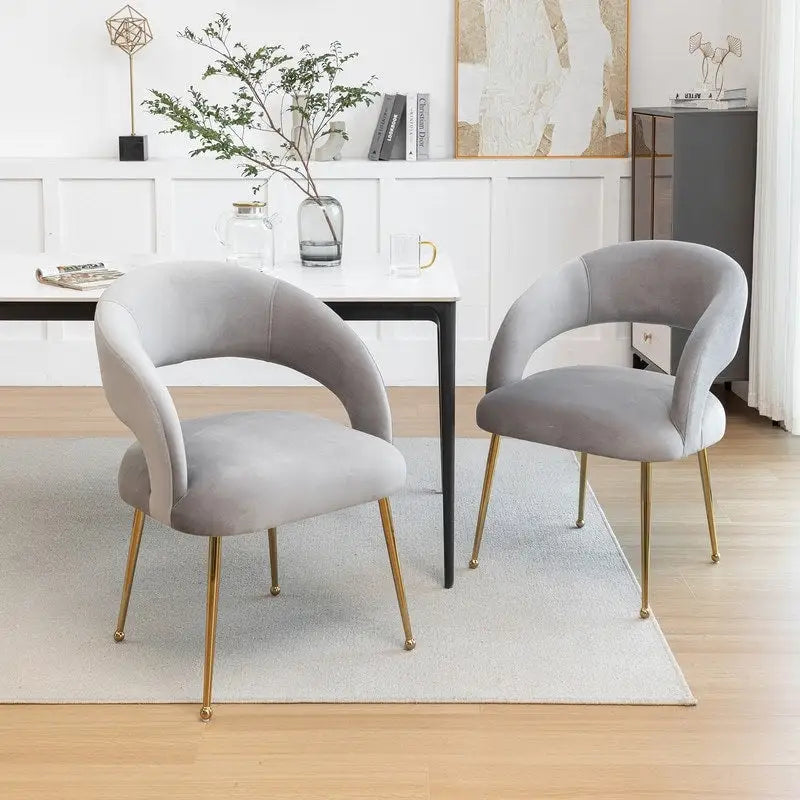 Ensemble de 6 chaises de salle à manger SEYNAR style moderne du milieu du siècle, revêtues de velours et à dossier ouvert