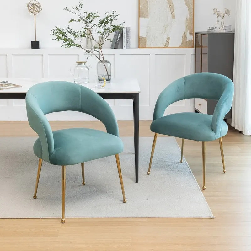 Ensemble de 6 chaises de salle à manger SEYNAR style moderne du milieu du siècle, revêtues de velours et à dossier ouvert