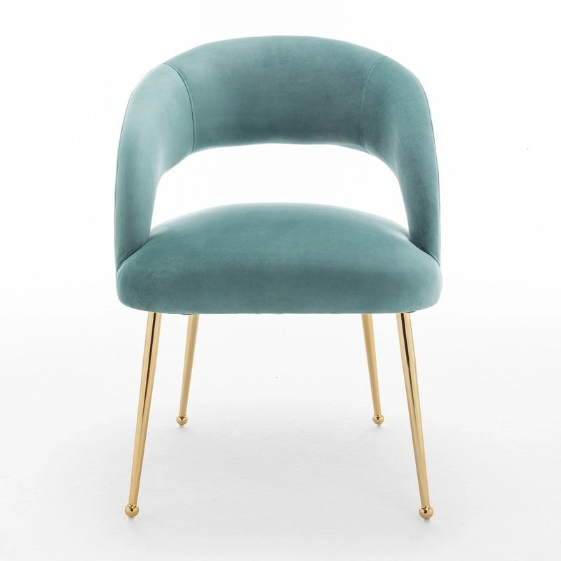 Ensemble de 6 chaises de salle à manger SEYNAR style moderne du milieu du siècle, revêtues de velours et à dossier ouvert