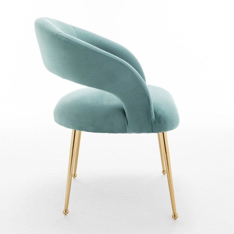 Ensemble de 6 chaises de salle à manger SEYNAR style moderne du milieu du siècle, revêtues de velours et à dossier ouvert