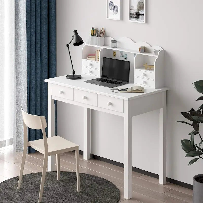 Bureau avec port USB, bureau de bureau à domicile avec 7 tiroirs