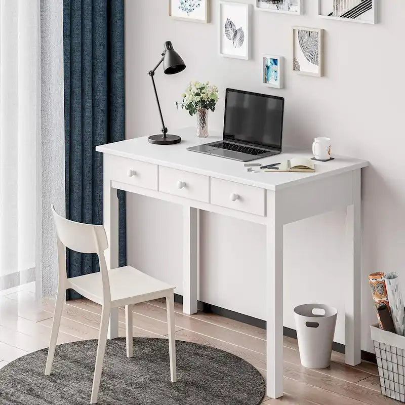 Bureau avec port USB, bureau de bureau à domicile avec 7 tiroirs