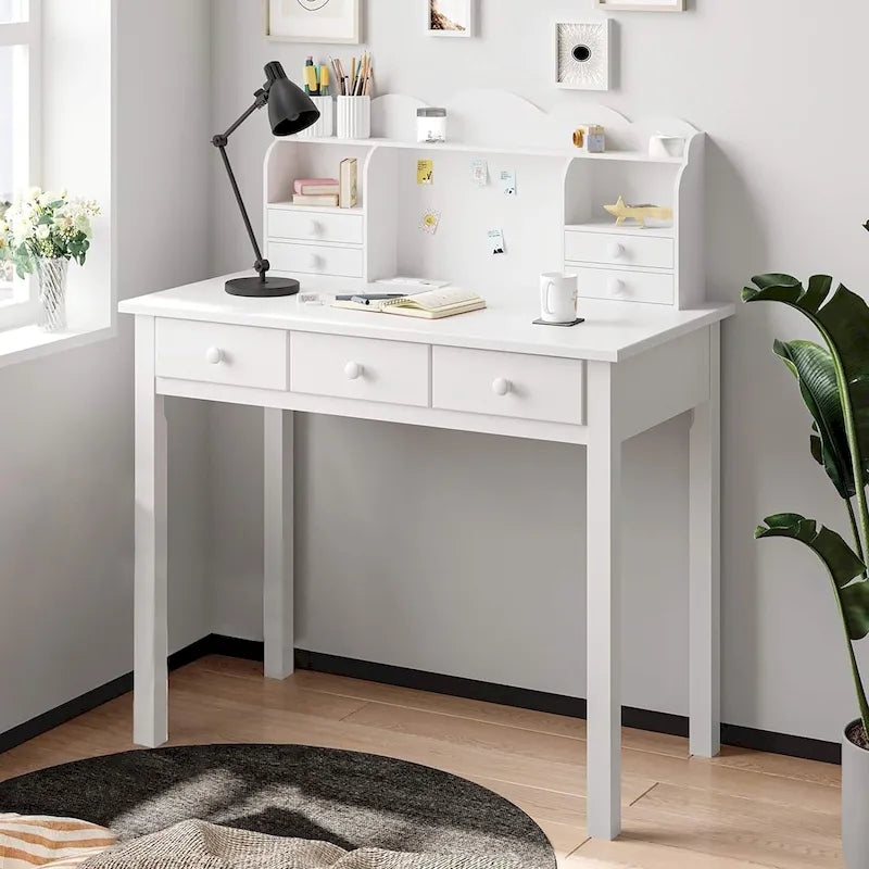 Bureau avec port USB, bureau de bureau à domicile avec 7 tiroirs