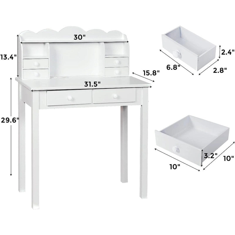 Bureau avec port USB, bureau de bureau à domicile avec 7 tiroirs