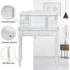 Bureau avec port USB, bureau de bureau à domicile avec 7 tiroirs