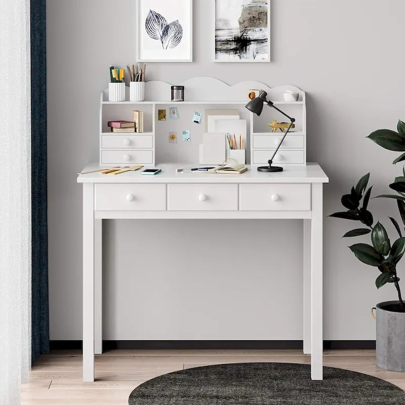 Bureau avec port USB, bureau de bureau à domicile avec 7 tiroirs