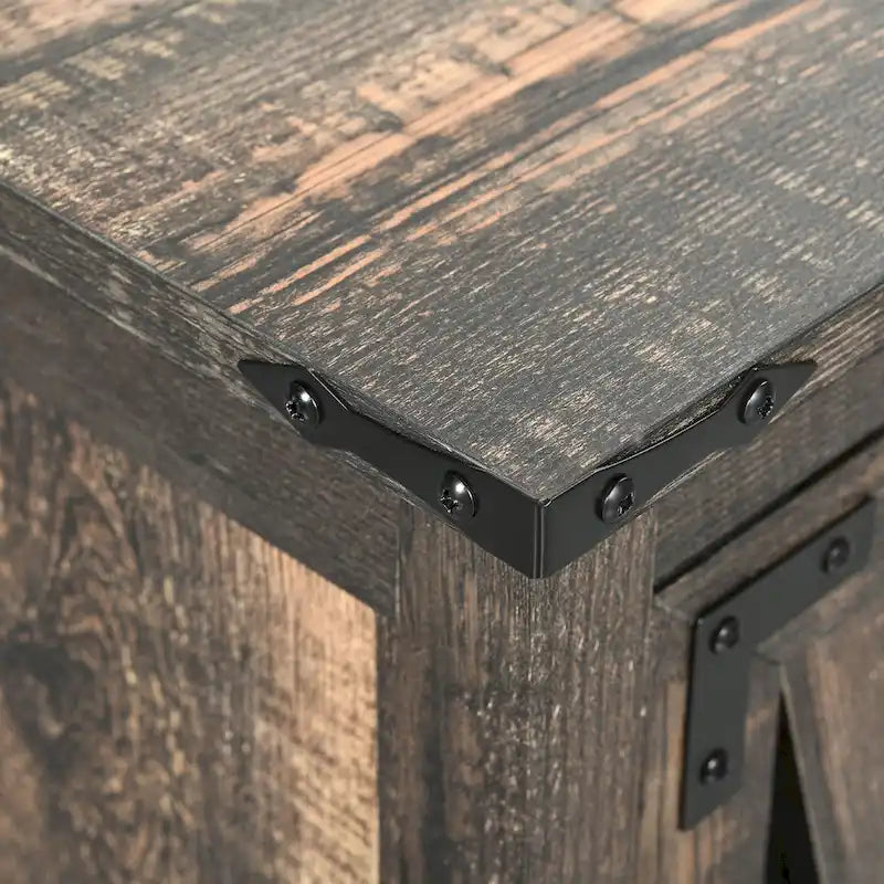 Table d'appoint Moasis avec station de recharge, table d'appoint de style campagnard avec rangement et étagères