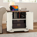 Table d'appoint Moasis avec station de recharge, table d'appoint de style campagnard avec rangement et étagères