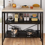 Îlot de cuisine avec table, support pour micro-ondes et étagère de rangement - 42 po (P) x 28 po (L) x 72 po (H)
