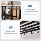 Îlot de cuisine avec table, support pour micro-ondes et étagère de rangement - 42 po (P) x 28 po (L) x 72 po (H)