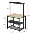 Îlot de cuisine avec table, support pour micro-ondes et étagère de rangement - 42 po (P) x 28 po (L) x 72 po (H)