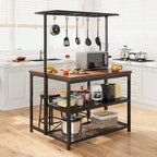 Îlot de cuisine avec table, support pour micro-ondes et étagère de rangement - 42 po (P) x 28 po (L) x 72 po (H)