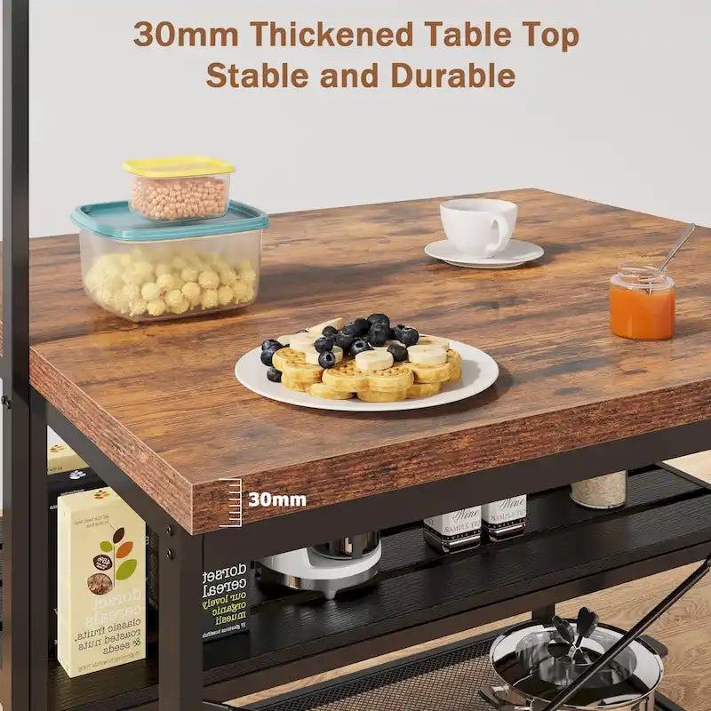 Îlot de cuisine avec table, support pour micro-ondes et étagère de rangement - 42 po (P) x 28 po (L) x 72 po (H)