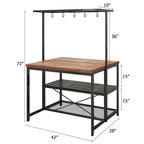 Îlot de cuisine avec table, support pour micro-ondes et étagère de rangement - 42 po (P) x 28 po (L) x 72 po (H)