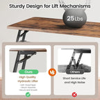 Table basse carrée à plateau relevable avec étagère de rangement type porte de grange