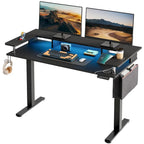 Bureau assis-debout électrique réglable en hauteur avec rangement et support pour écran