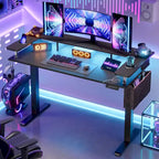 Bureau assis-debout électrique réglable en hauteur avec rangement et support pour écran
