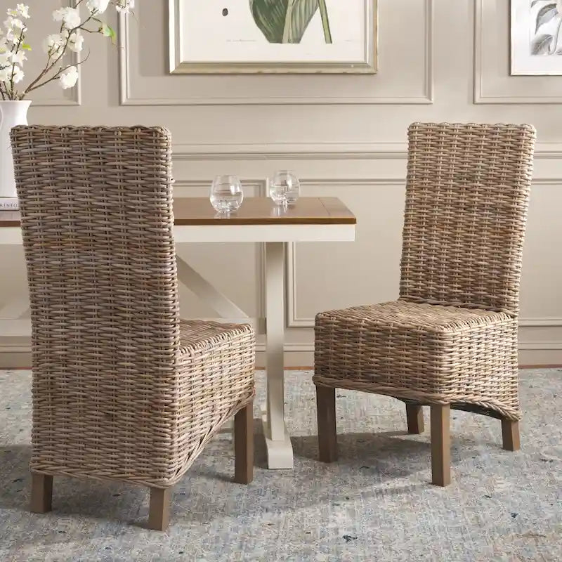 Chaises de salle à manger SAFAVIEH Candy en osier naturel (lot de 2) - 48 cm L x 56 cm P x 104 cm H
