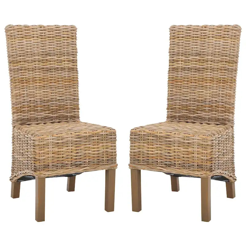 Chaises de salle à manger SAFAVIEH Candy en osier naturel (lot de 2) - 48 cm L x 56 cm P x 104 cm H