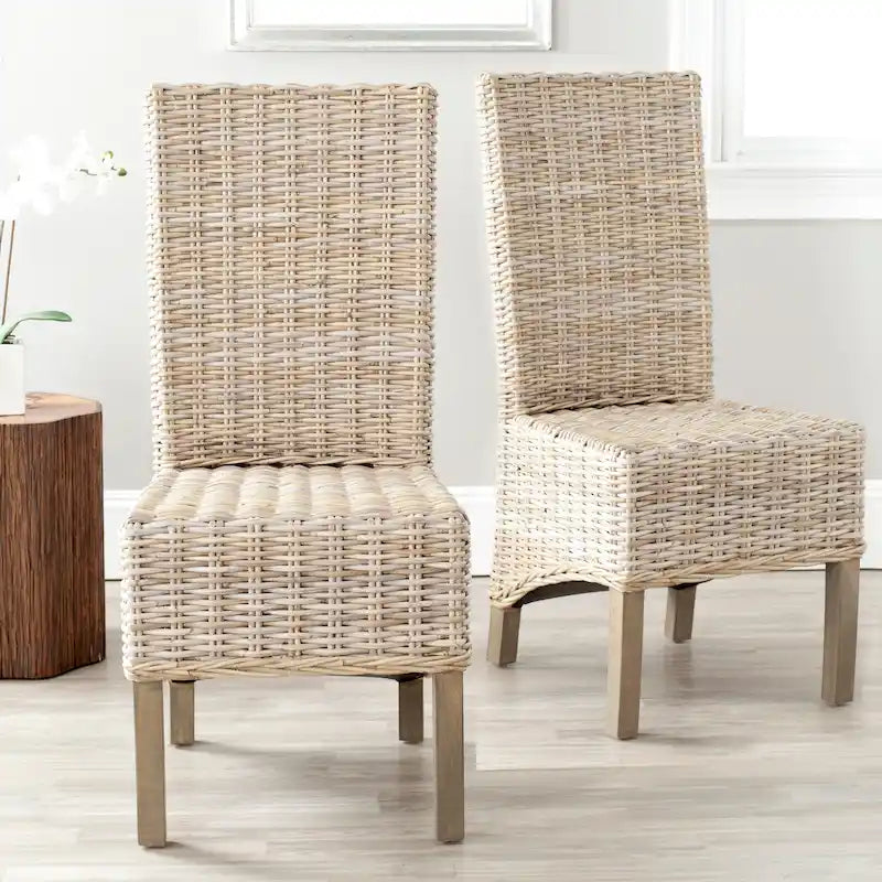 Chaises de salle à manger SAFAVIEH Candy en osier naturel (lot de 2) - 48 cm L x 56 cm P x 104 cm H