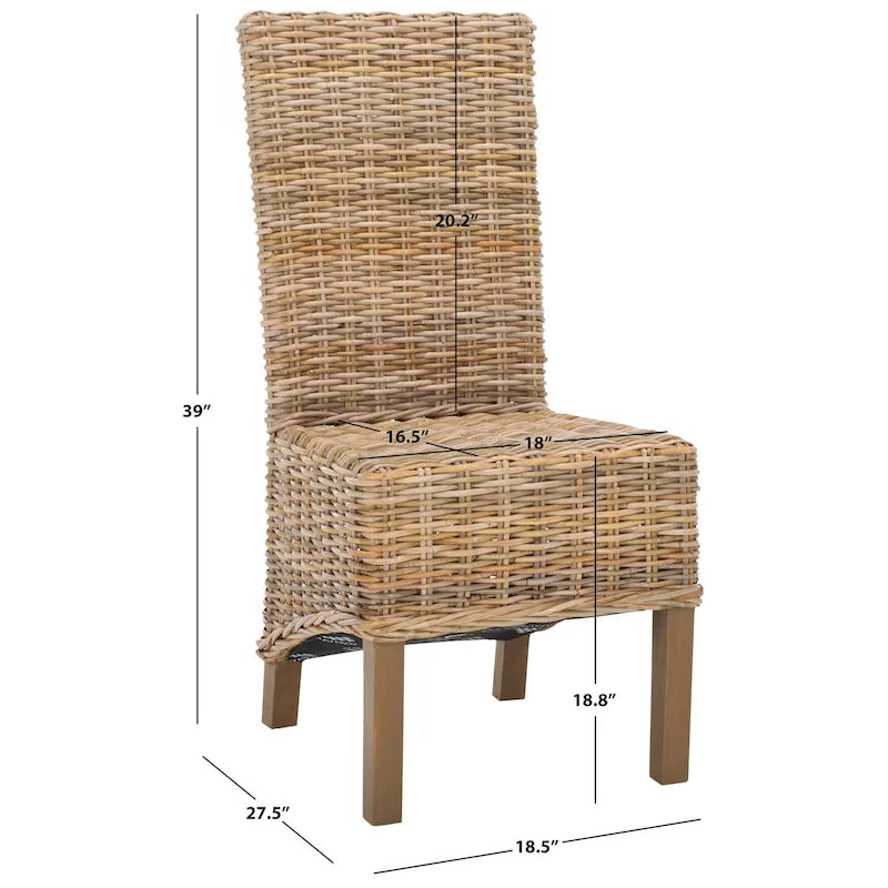 Chaises de salle à manger SAFAVIEH Candy en osier naturel (lot de 2) - 48 cm L x 56 cm P x 104 cm H