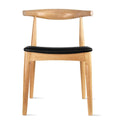 Natural Solid Wood Dining Elbow Chairs With PU Leather or Beige Fabric Cushion Seat And Oak Frame