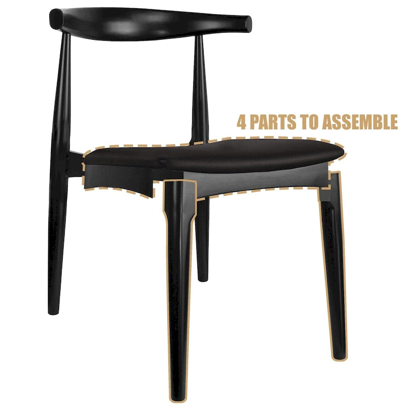 Chaises de salle à manger en bois massif naturel, assise rembourrée en similicuir ou en tissu beige et structure en chêne