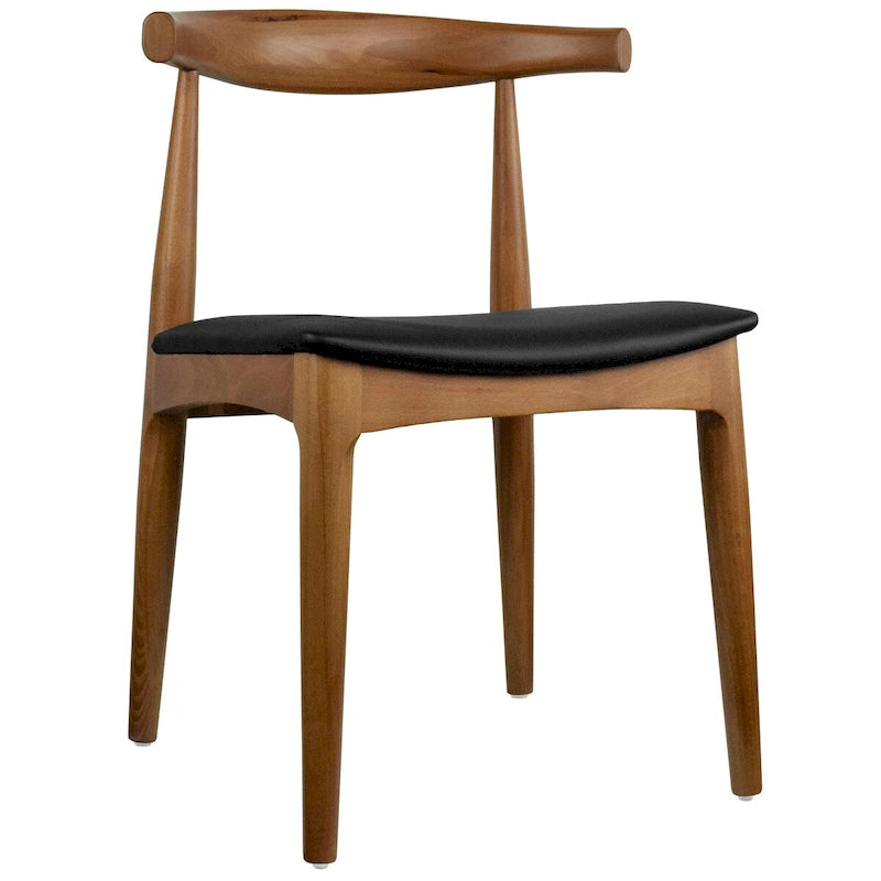 Chaises de salle à manger en bois massif naturel, assise rembourrée en similicuir ou en tissu beige et structure en chêne