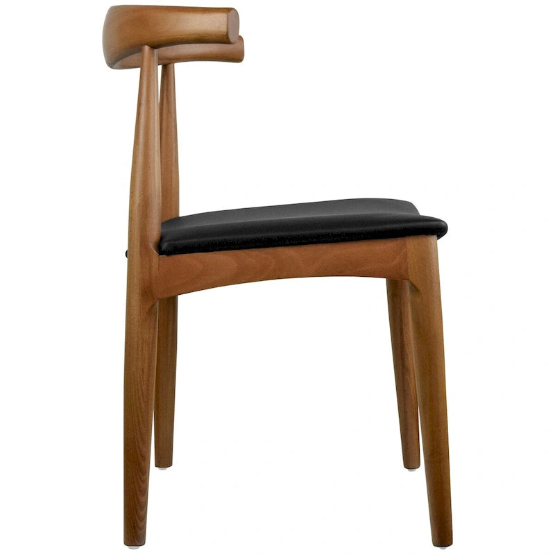 Chaises de salle à manger en bois massif naturel, assise rembourrée en similicuir ou en tissu beige et structure en chêne