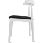 Chaises de salle à manger en bois massif naturel, assise rembourrée en similicuir ou en tissu beige et structure en chêne
