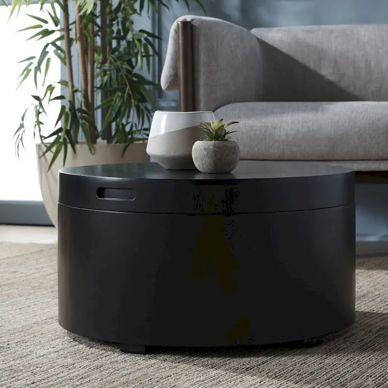 Table basse ronde SAFAVIEH Ioana avec plateau et rangement - 58,4 cm (L) x 58,4 cm (P) x 33 cm (H)