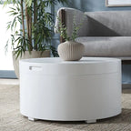 Table basse ronde SAFAVIEH Ioana avec plateau et rangement - 58,4 cm (L) x 58,4 cm (P) x 33 cm (H)