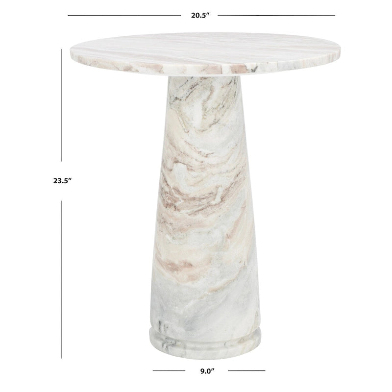 Table d'appoint ronde haute en marbre SAFAVIEH Couture Ghicu - 56 cm L x 53 cm P x 61 cm H