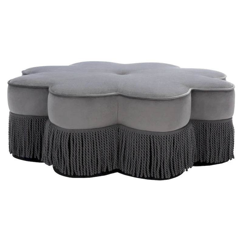 Pouf en velours à franges en forme de fleur Katia de SAFAVIEH