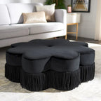 SAFAVIEH Katia Flower-Shaped Fringed Velvet Ottoman