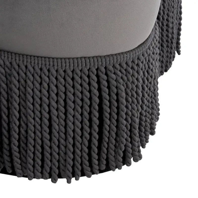 Pouf en velours à franges en forme de fleur Katia de SAFAVIEH