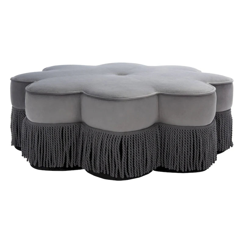 Pouf en velours à franges en forme de fleur Katia de SAFAVIEH