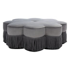 Pouf en velours à franges en forme de fleur Katia de SAFAVIEH