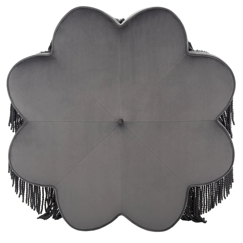Pouf en velours à franges en forme de fleur Katia de SAFAVIEH