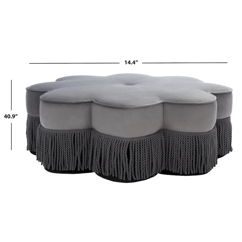 Pouf en velours à franges en forme de fleur Katia de SAFAVIEH
