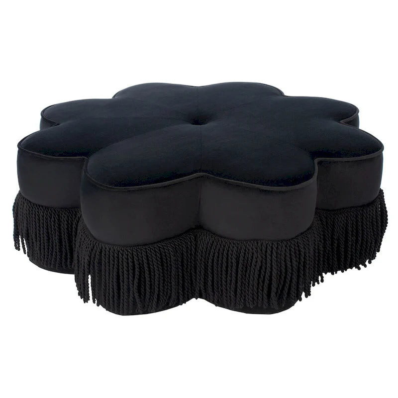 Pouf en velours à franges en forme de fleur Katia de SAFAVIEH